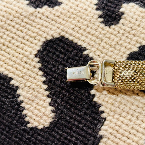 D8-Vintage Signed WEISS Gold Mesh & Black Rhinestone Necklace & Bracelet Set - Picture 7 of 10